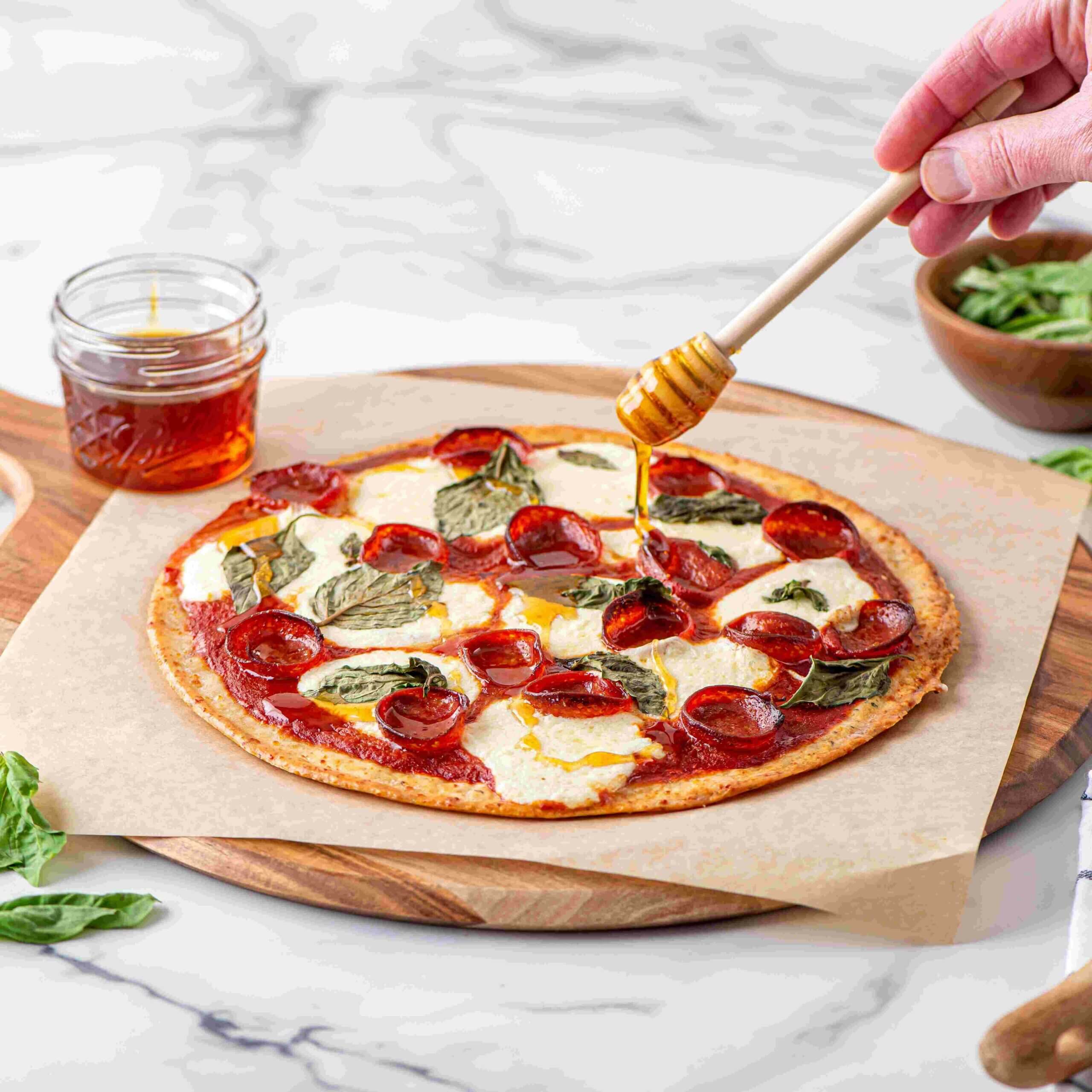 Bee sting pizza with honey