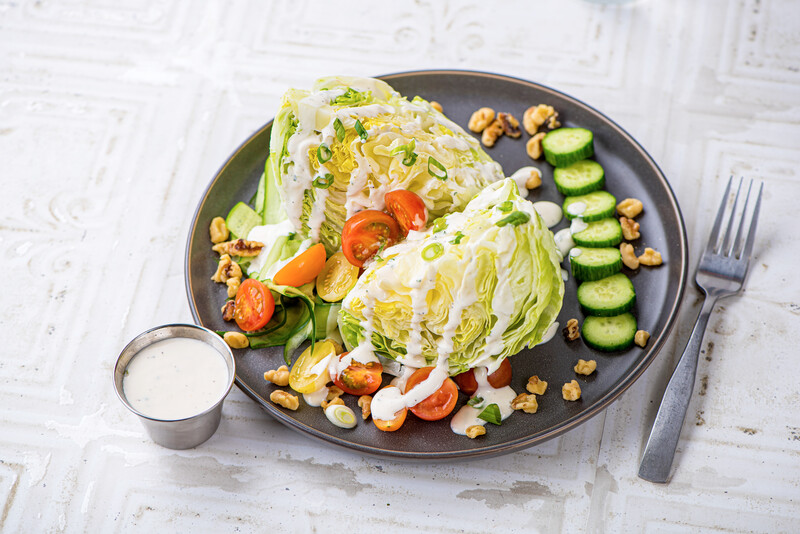 Dressed salad on plate