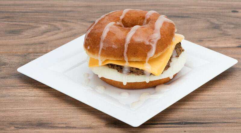 Breakfast sandwich with donut