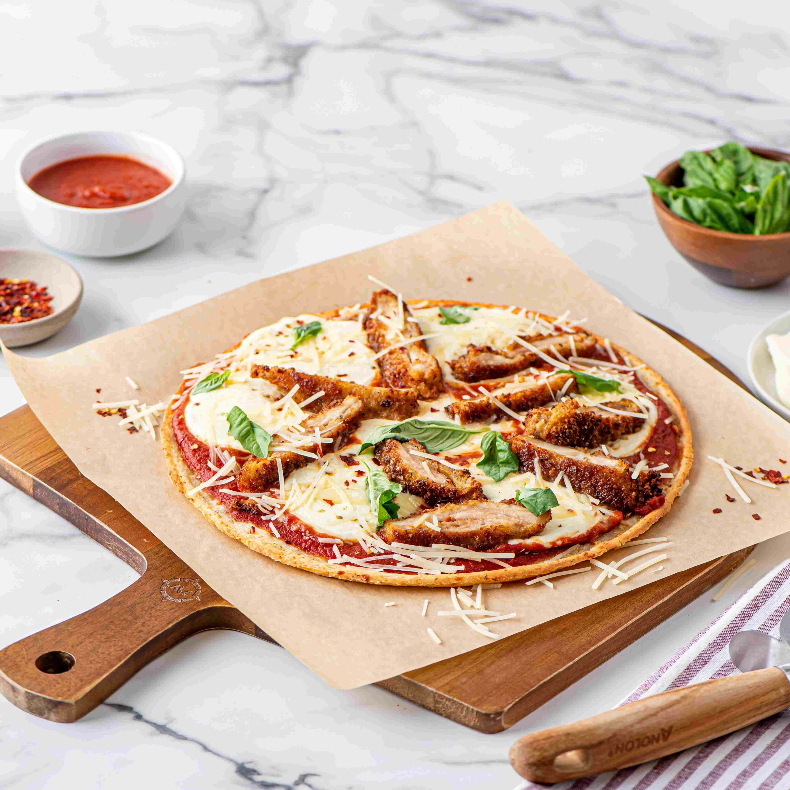 Chicken parm pizza