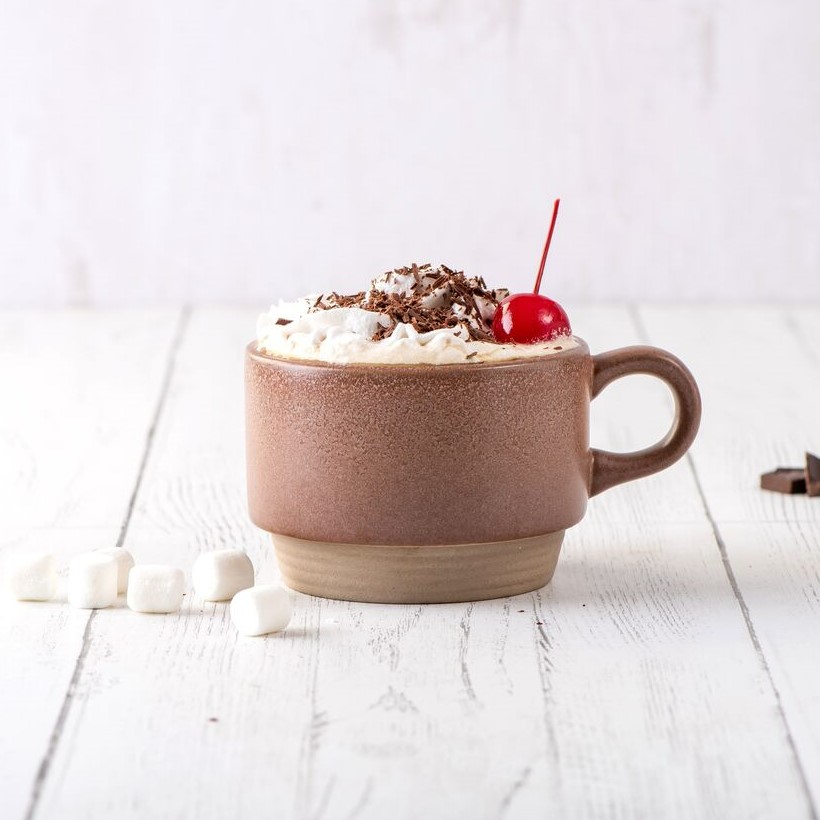 Cherry mexican hot chocolate with marshmallows