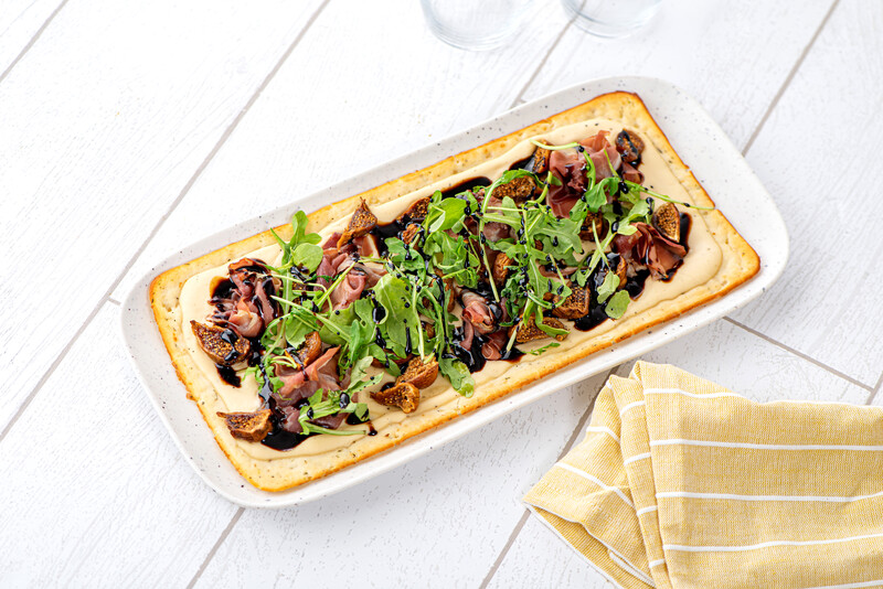 Flatbread on a plate.