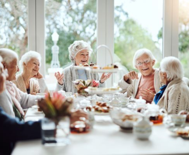 seniors eating at a table