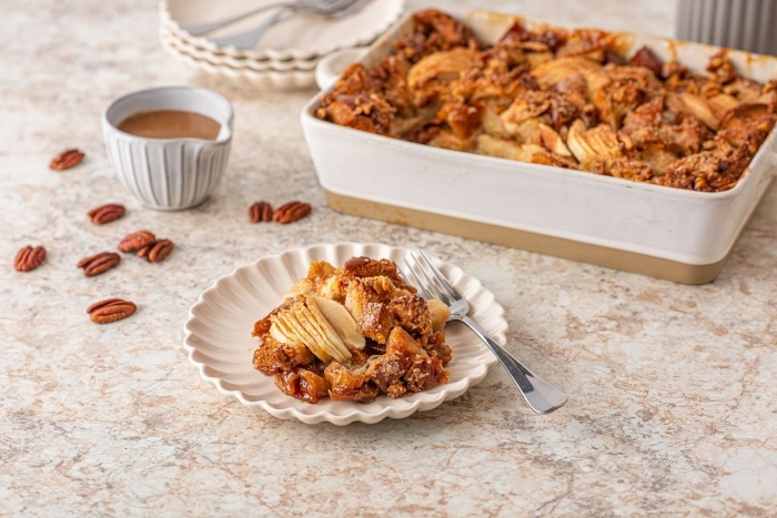 Apple Pecan Bread Pudding with French Toast Base