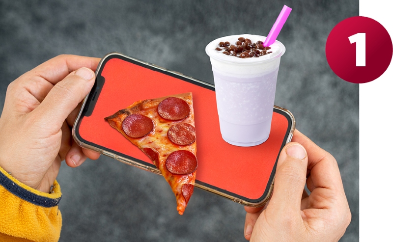 pizza and beverage mobile graphic