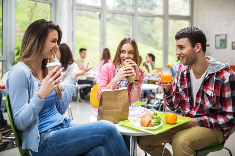 college students eating