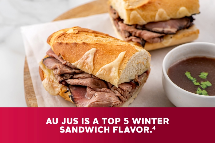 FRENCH DIP ON BROWN BUTTER HERB BAGUETTE
