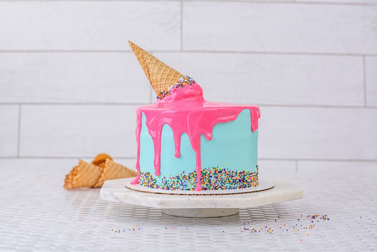 cake with ice cream cone