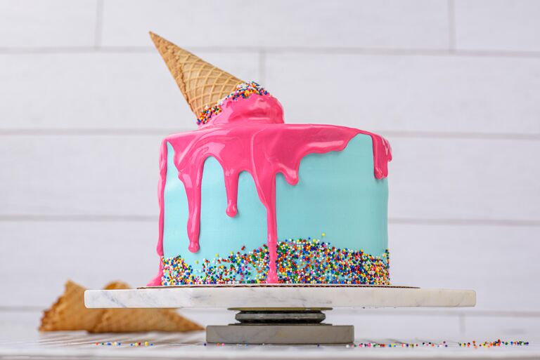 cake with ice cream cone