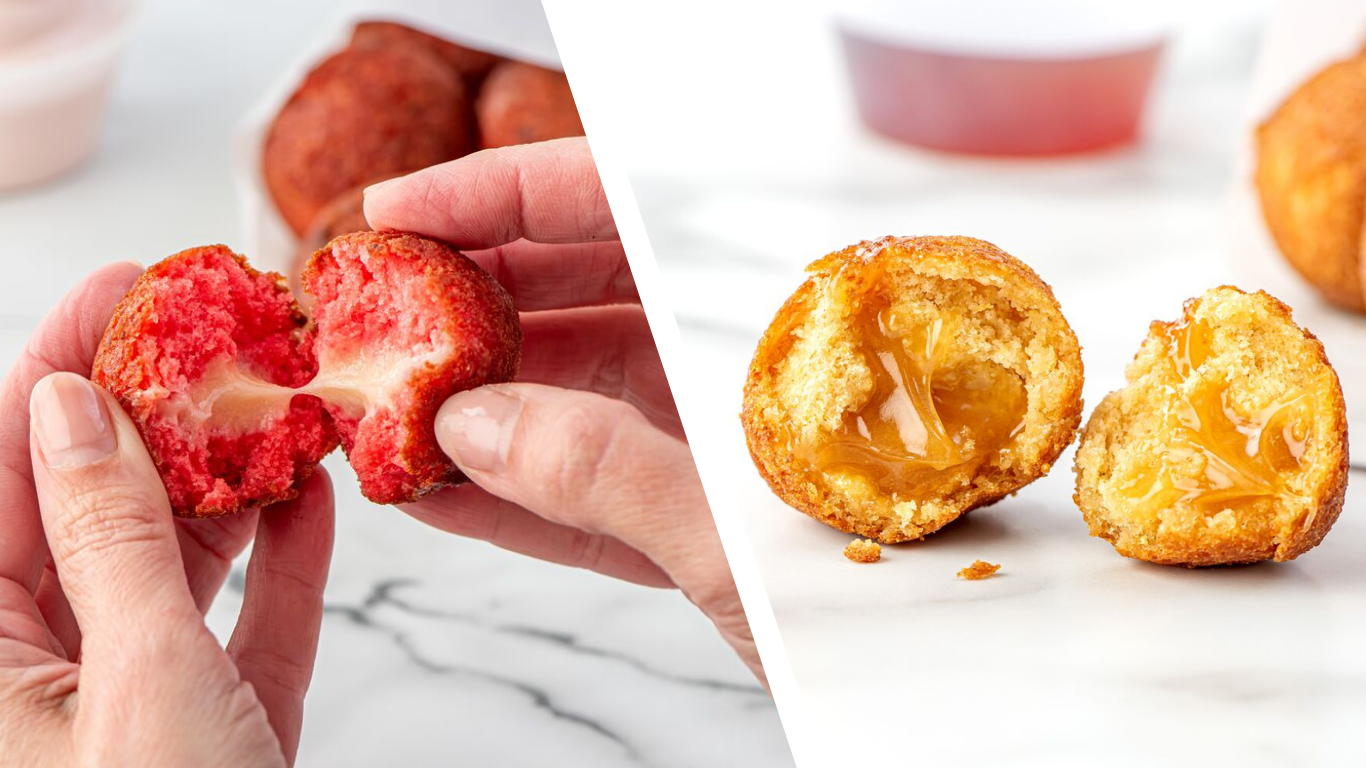 Try Our New Filled Donut Bites—Strawberry Cheesecake & Hot Honey Cornbread Poppers Now Available