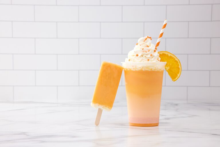 F'real back of house blend 'n serve Creamsicle Milkshake with On Top Whipped Topping creating a Creamsicle + Vanilla Bean Bar