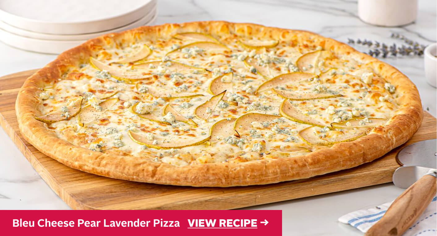 Bleu Cheese Pear Lavender Pizza