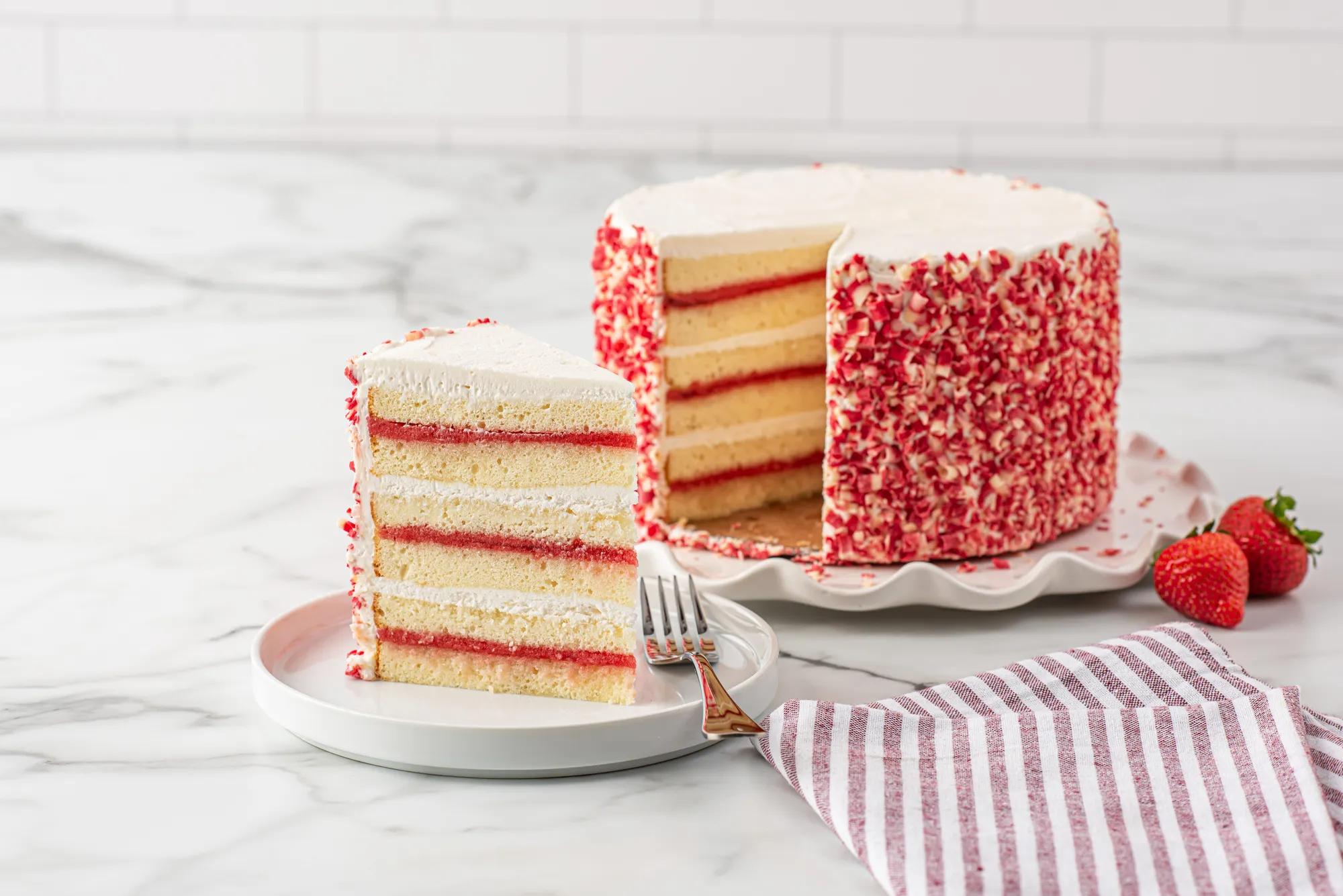 Pink and white cake