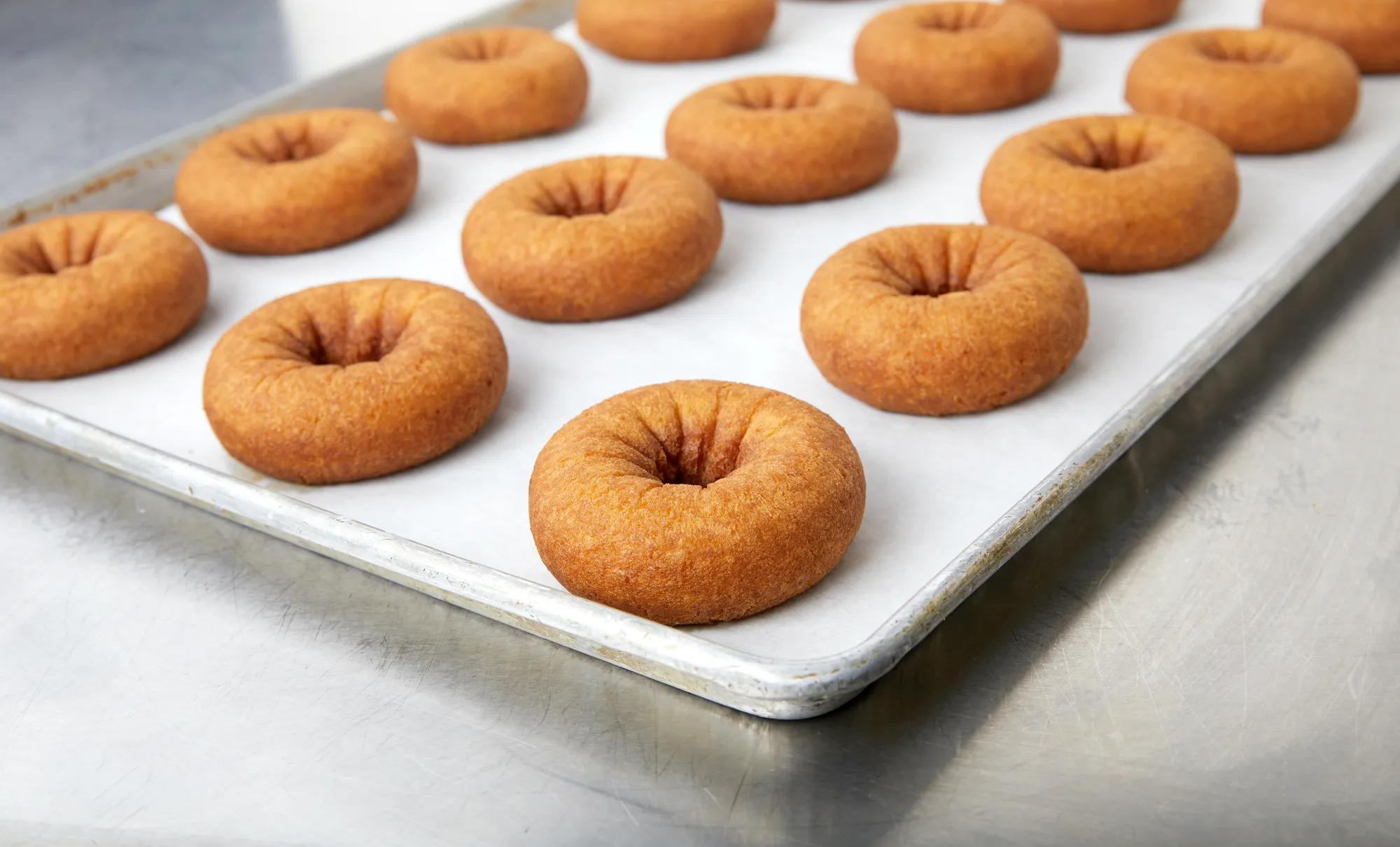 Donuts on a baking tray